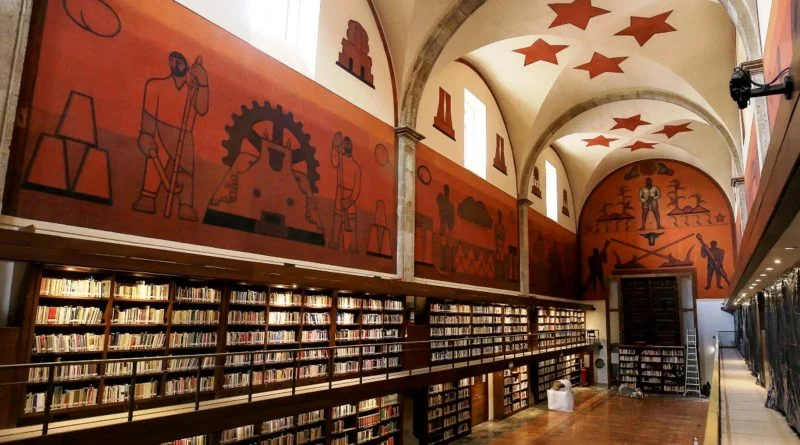 QUEDAN RESTAURADOS Y A PUERTA CERRADA LOS MURALES DE LA BIBLIOTECA IBEROAMERICANA OCTAVIO PAZ.