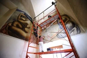 QUEDAN RESTAURADOS Y A PUERTA CERRADA LOS MURALES DE LA BIBLIOTECA IBEROAMERICANA OCTAVIO PAZ.